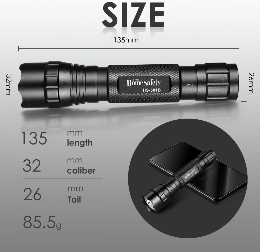 Home Safety 501B 395nm UV Flashlight, Small Blacklight Portable Black Light