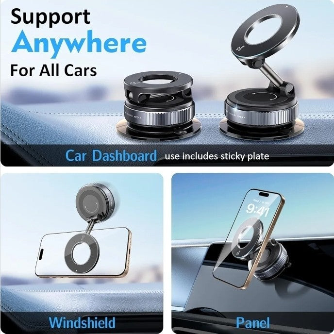 Vacuum Magnetic Phone Holder for Car,Suction Cup Car Phone Mount for Mag safe