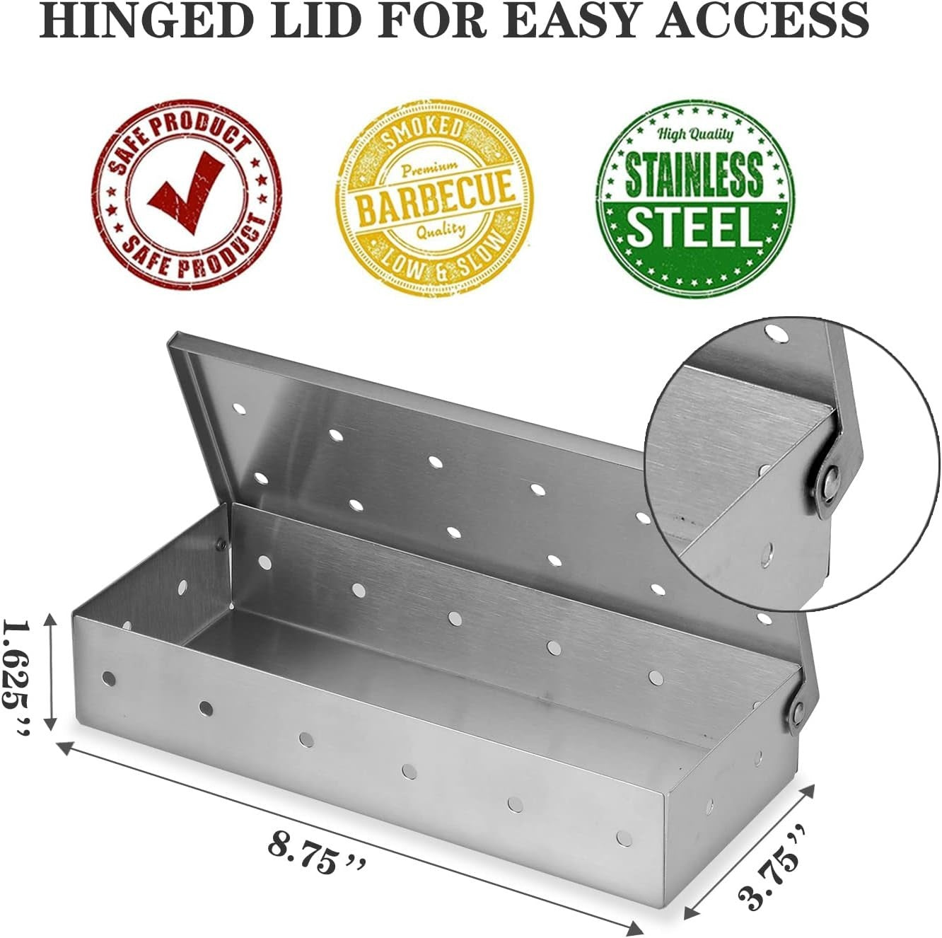 Smoker Box for Gas Grilling Wood Chip Smoker Box Stainless Steel Meat Smoky