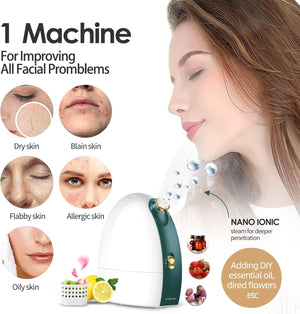 Newbealer Facial Steamer, 3in1 Aromatherapy Face Humidifier, 20 Min Hot & 60 Min