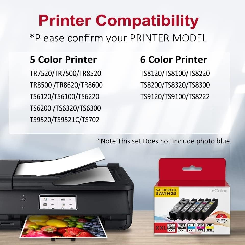 PGI-280XXL CLI-281XXL 280 281 Compatible Ink Cartridge Work for Canon PIXMA