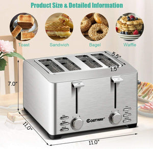 ARLIME 4 Slice, Extra-Wide Slot Stainless Steel Toaster with 2 Independent
