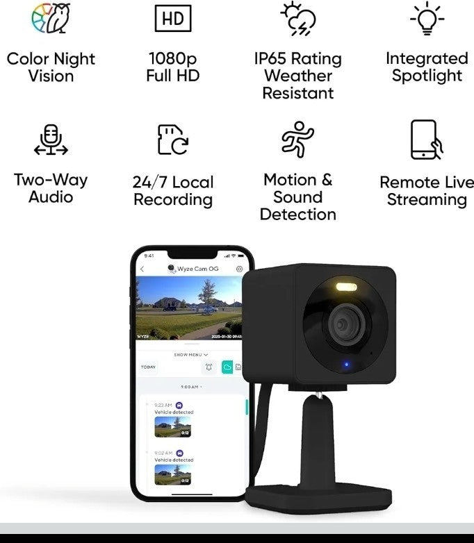 WYZE Cam OG Indoor/Outdoor 1080p Wi-Fi Smart Home Security Camera with Color NEW