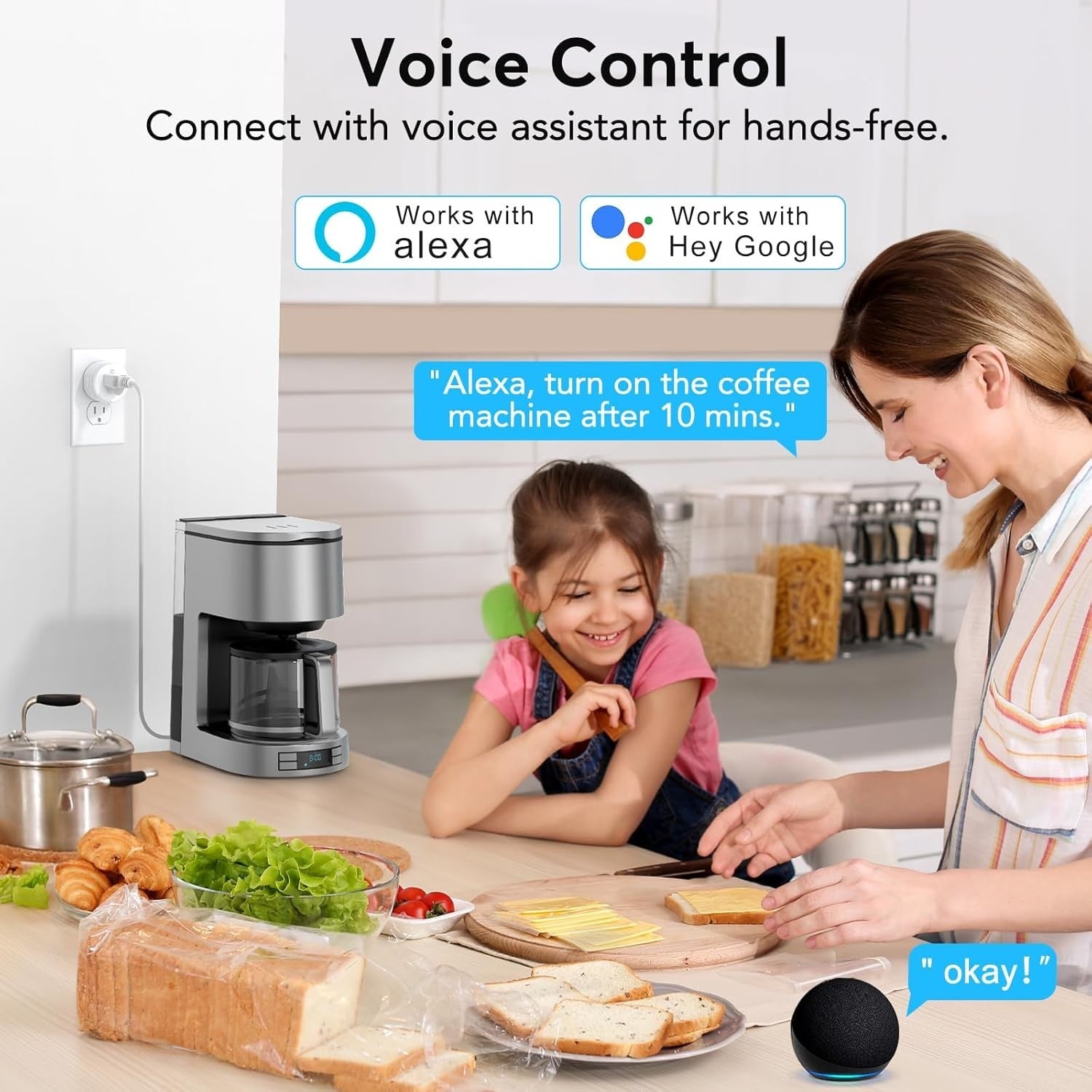 Smart Plug, Smart Home WiFi Outlet Works with Alexa & Google Home, Smart Socket