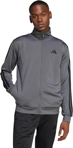 adidas Men's 3-Stripes Tricot Regular Sportswear Track Top Solid Grey MediumTall