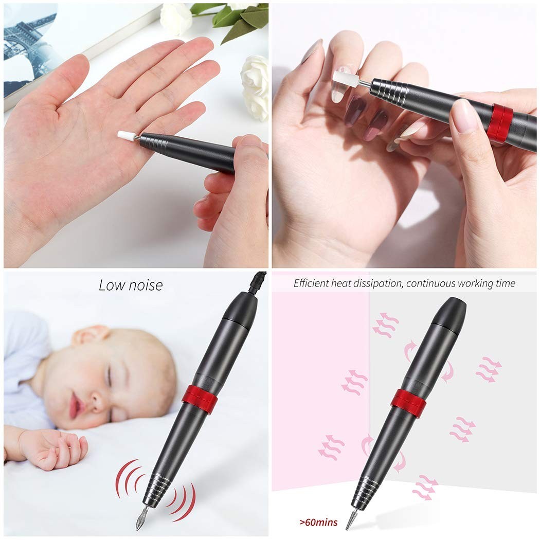 FunPa Electric Nail Drill,Portable Electric Nail Drill, With 11 Pieces Change