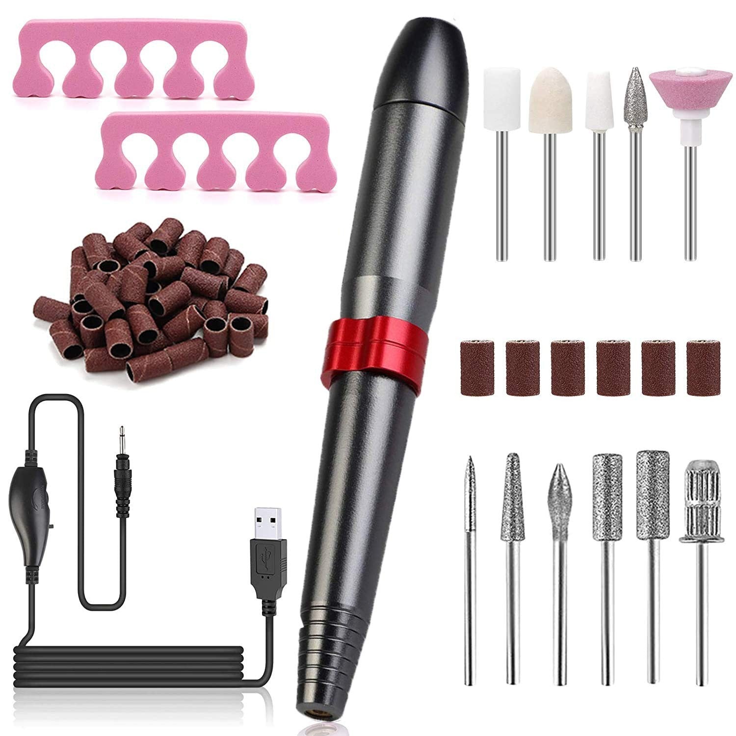 FunPa Electric Nail Drill,Portable Electric Nail Drill, With 11 Pieces Change