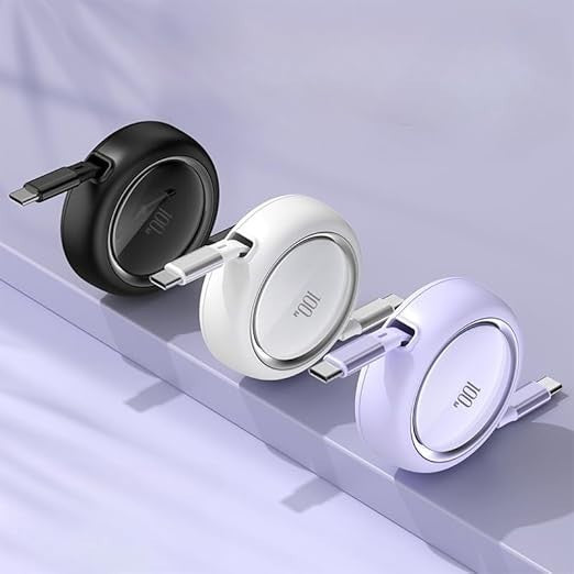 100W USB C Cable, Fast Charging, Retractable with 4-Stage Length Preset (3.3ft)