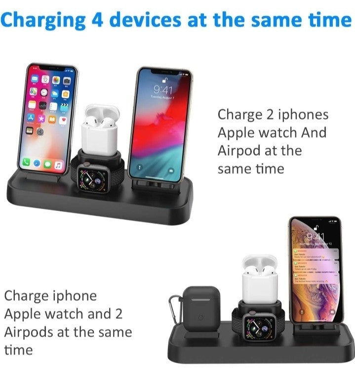 Wireless Charger, 4 in 1 Charging Station for Apple, Wireless Charging Pad Stand