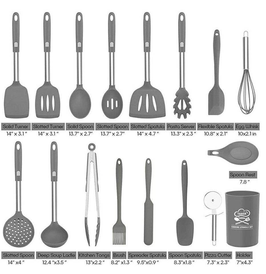 Silicone Kitchen Utensil Set, Taiker 17PCS Kitchen Cooking Utensils Set