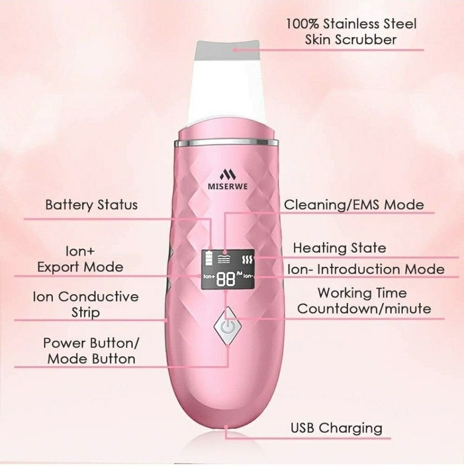 Skin Scrubber with LCD Display Skin Spatula Pore Cleaner Blackhead Remover Face