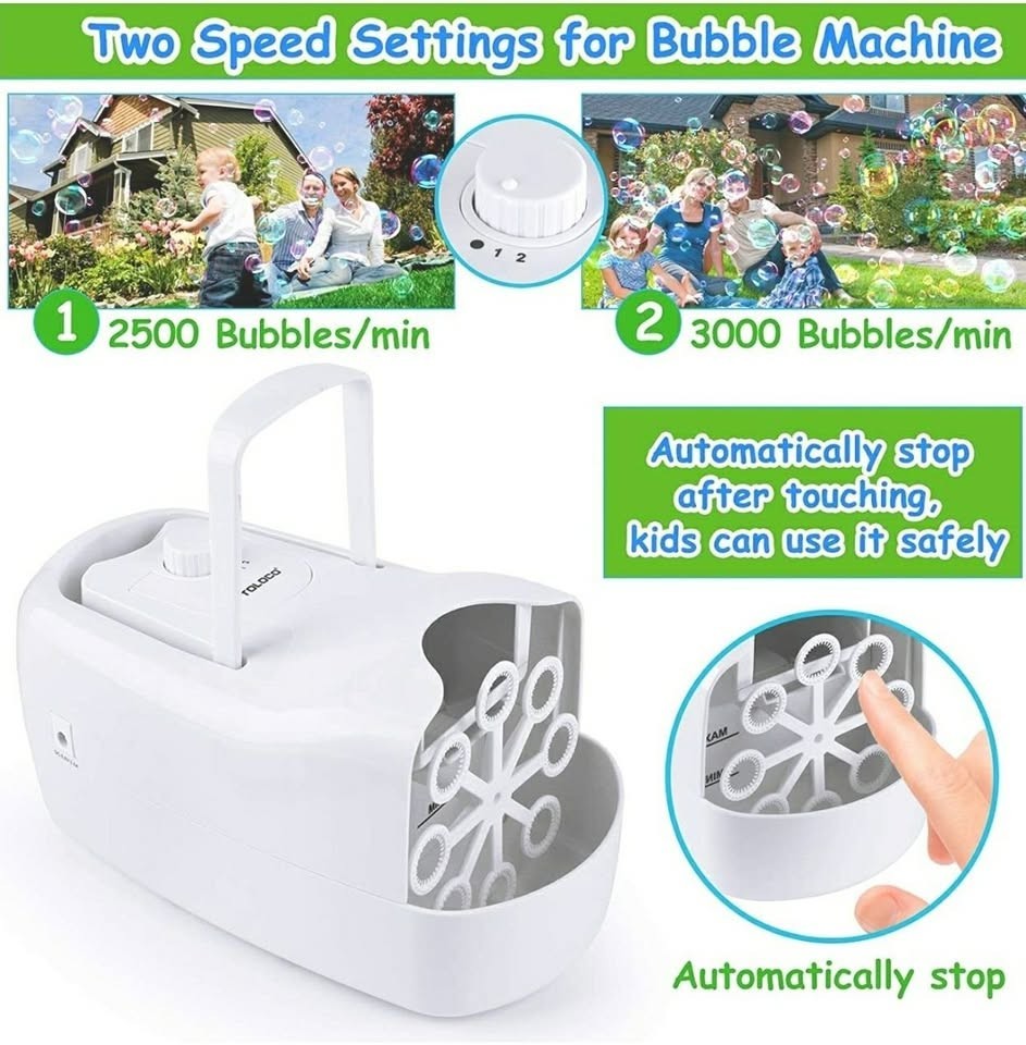 TOLOCO Bubble Machine,Automatic Bubble Blower Portable Bubble Maker for Kids