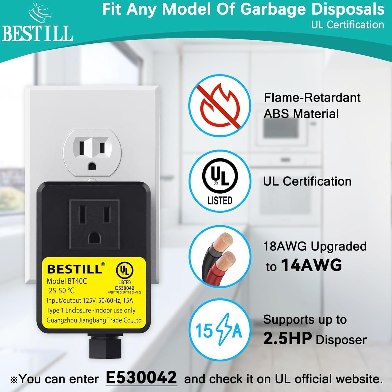 BESTILL Sink Top Garbage Disposal Air Switch Kit with Single Outlet