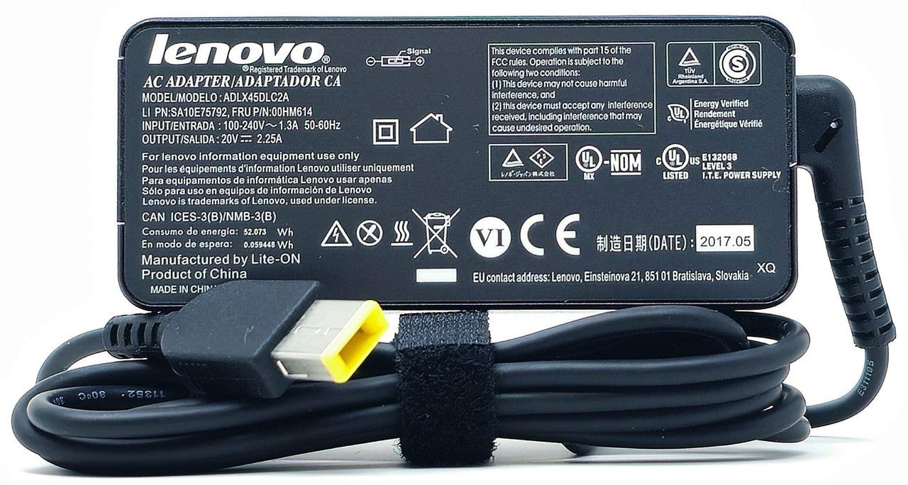 Lenovo ADP-45TD B - 45W 20V 2.25A Slim Yellow Square Tip AC Adapter