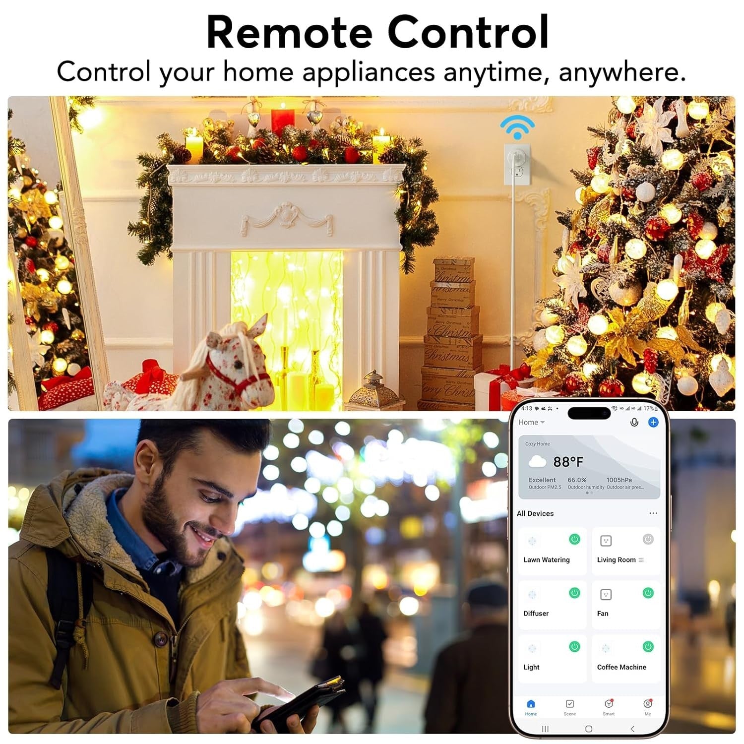 Smart Plug, Smart Home WiFi Outlet Works with Alexa & Google Home, Smart Socket