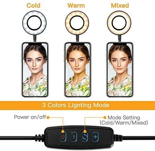 Webcam Light Stand for Live Stream, Selfie Ring Light with Webcam Mount