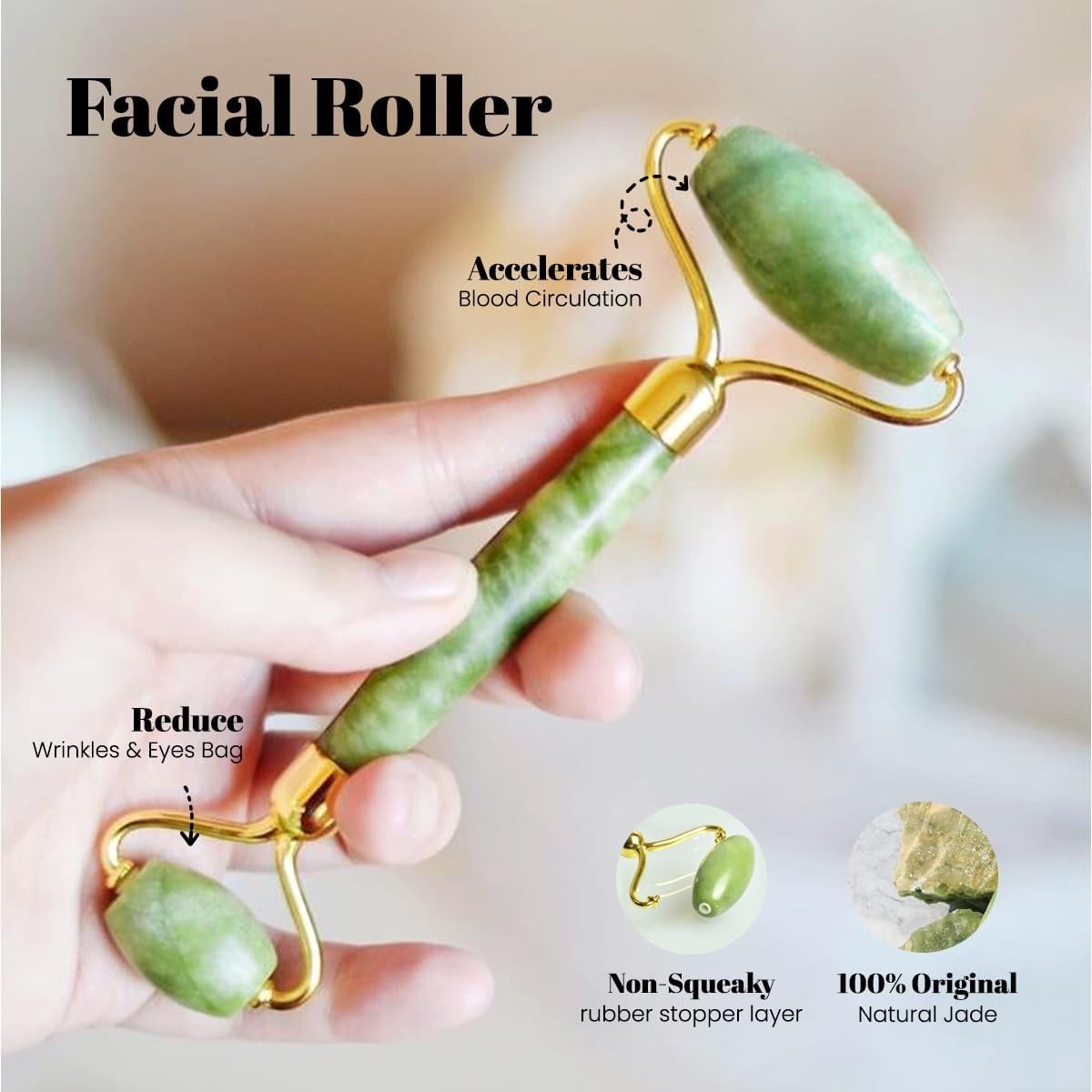 Jade Roller and Gua Sha Set for Beautiful Skin Detox - Facial Body Eyes Neck