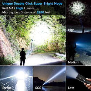 Rechargeable Flashlights High Lumens, 3000 Lumens Super Bright Led Tactical