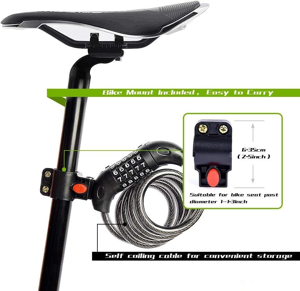 Bike Lock, High Security Bicycle Lock, Bike Cable Locks with Mounting Bracket