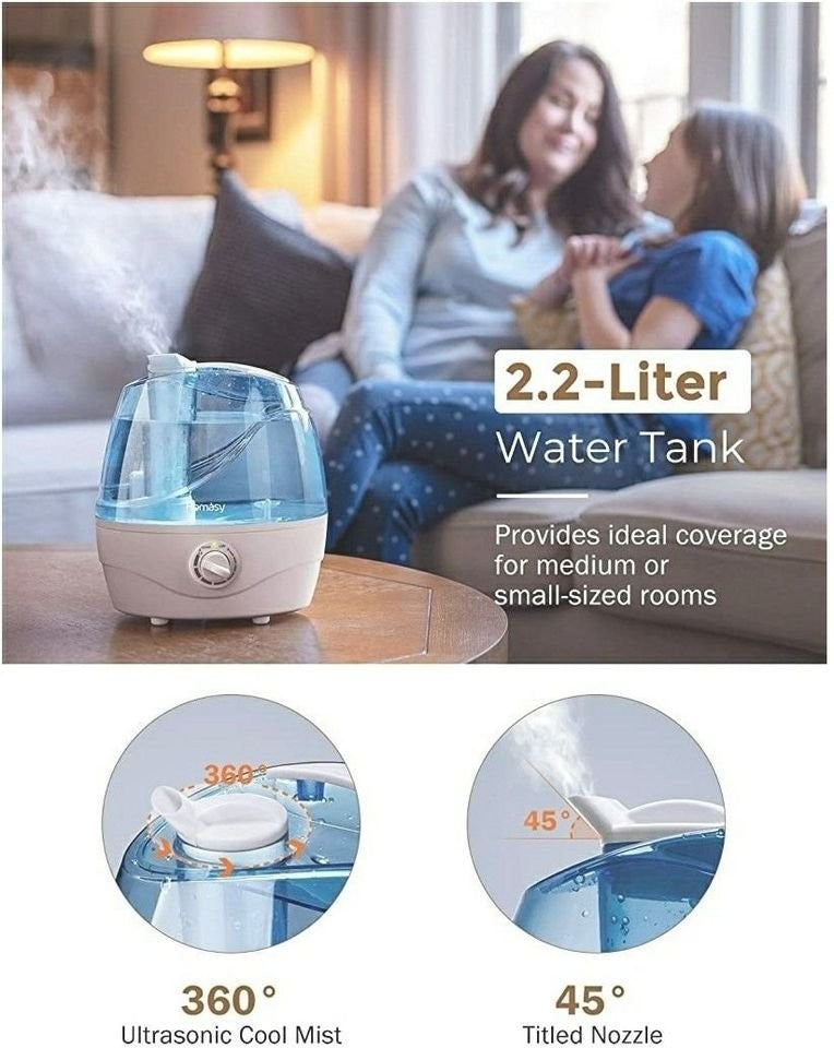 Cool Mist Humidifiers, Quiet Ultrasonic Humidifiers for Bedroom, Easy to Clean