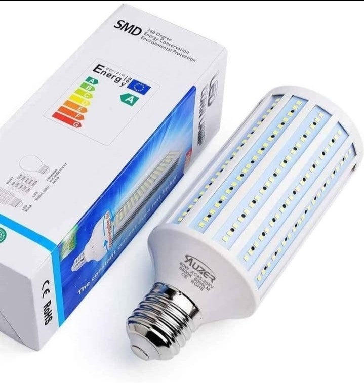 60W LED Corn Light Bulb, Large Mogul E39 Base, 6000-Lumen, 6500K Daylight Cool