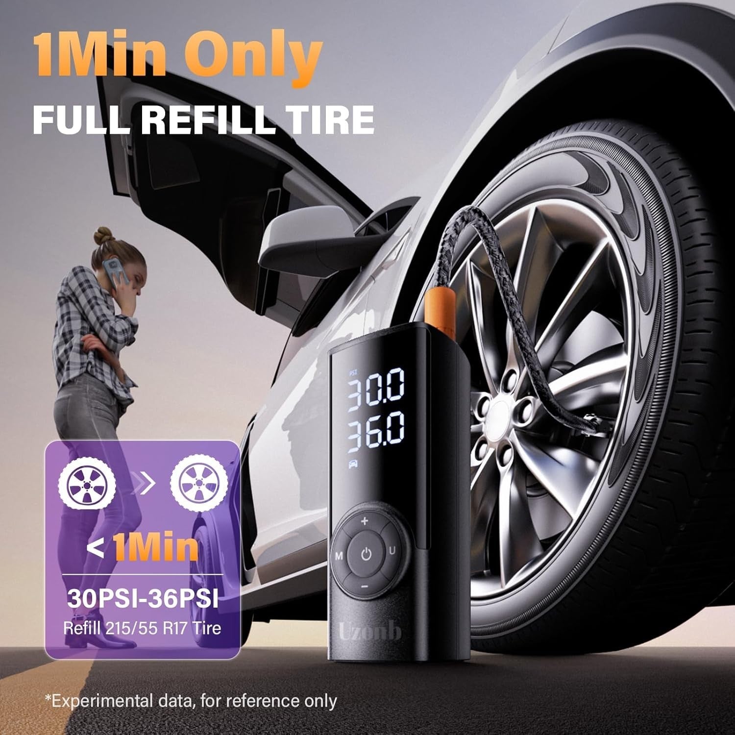 Uzonb TM-A Tire Inflator Portable Air Compressor - 12V Car Tire Air Pump Portabl