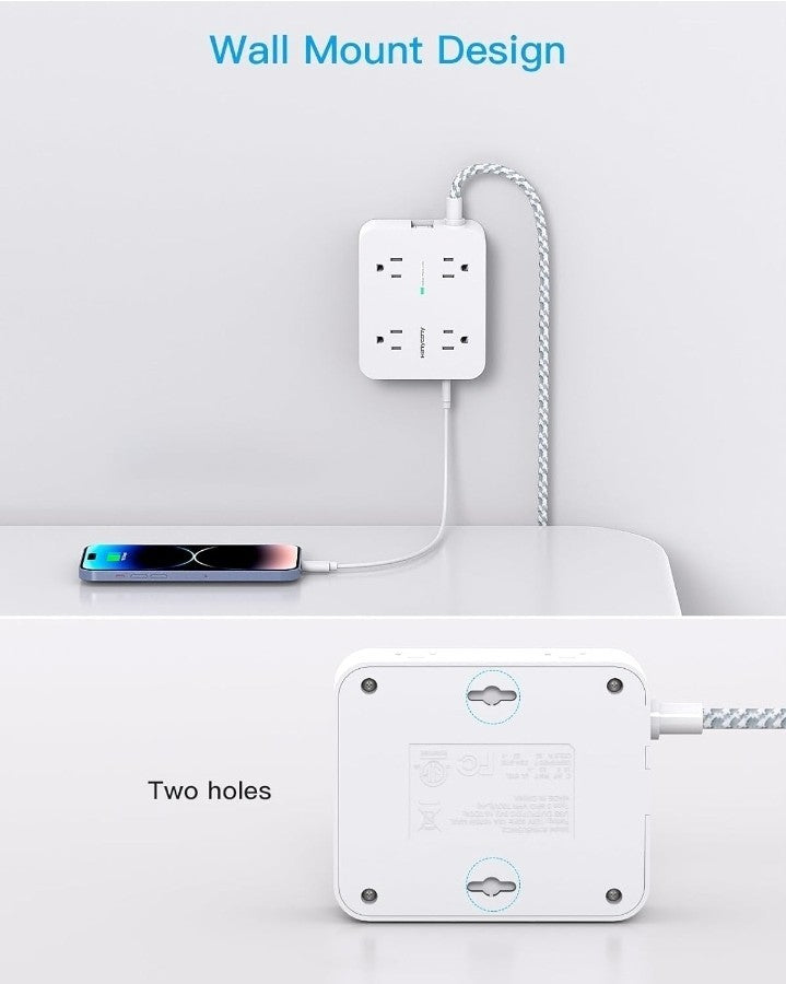 10 Ft Surge Protector Power Strip, HANYCONY Extension Cord with 8 AC Outlets 4