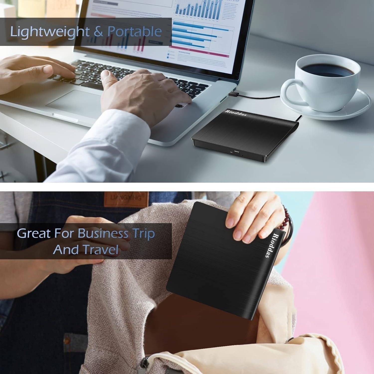 External CD Drive USB 3.0 Portable CD DVD +-RW Drive DVDCD ROM Rewriter Burner
