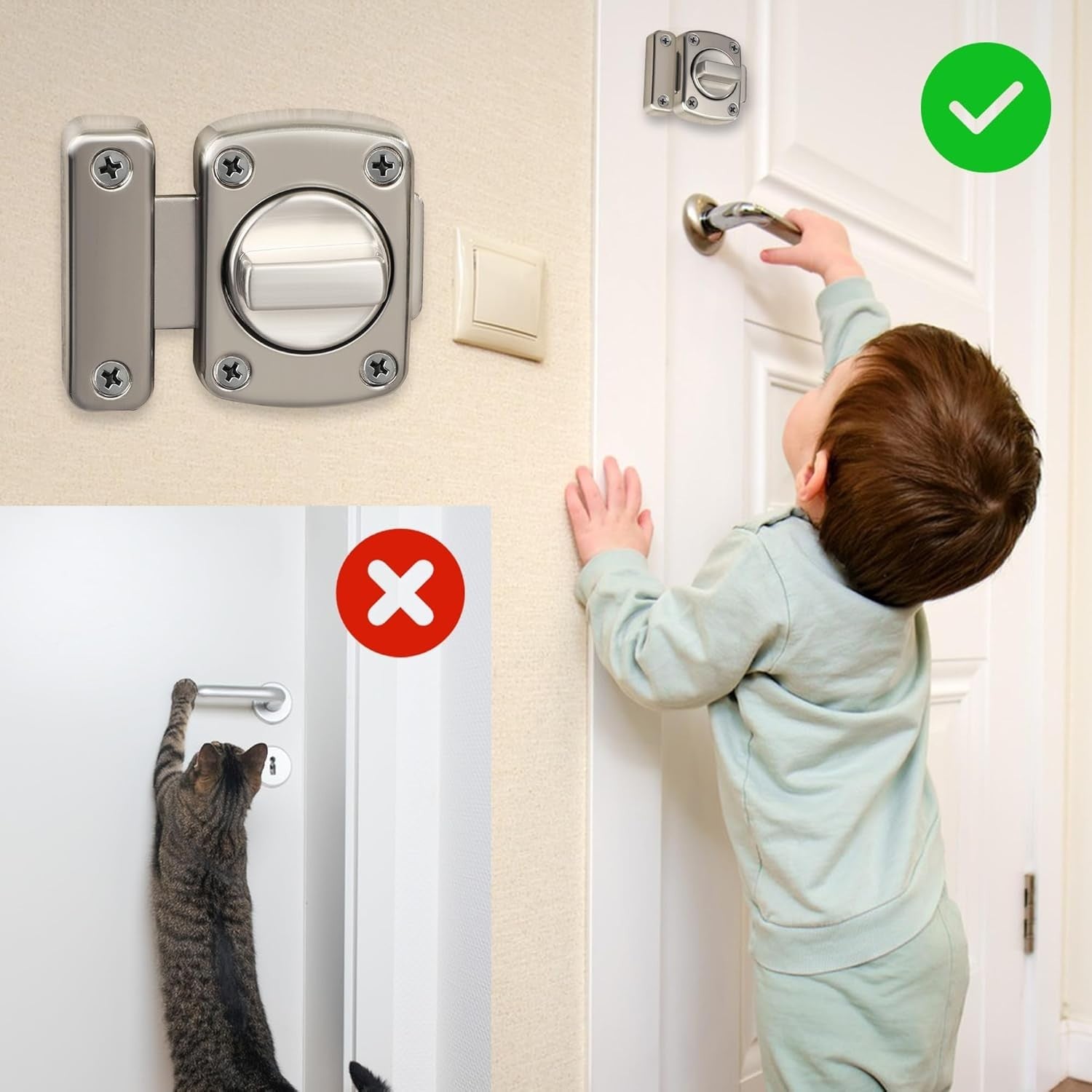 Alise Gate Latch Slide Bolt Latches Lock,Medium Size Safety Double Sided Rotate