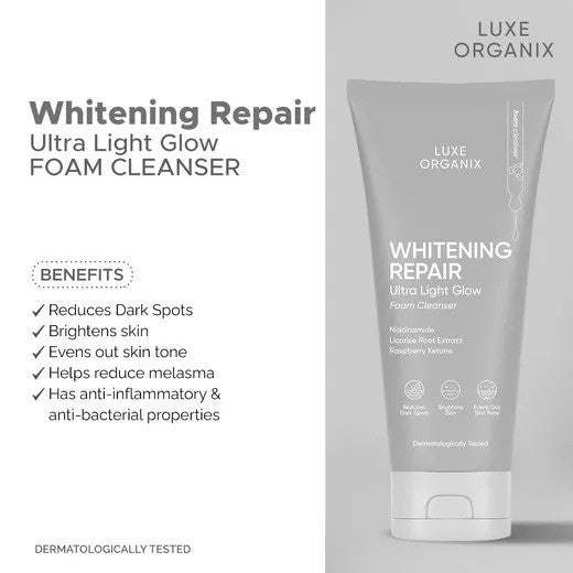 LUXE ORGANIX Whitening Repair Ultra Light Glow Foam Cleanser 150mL