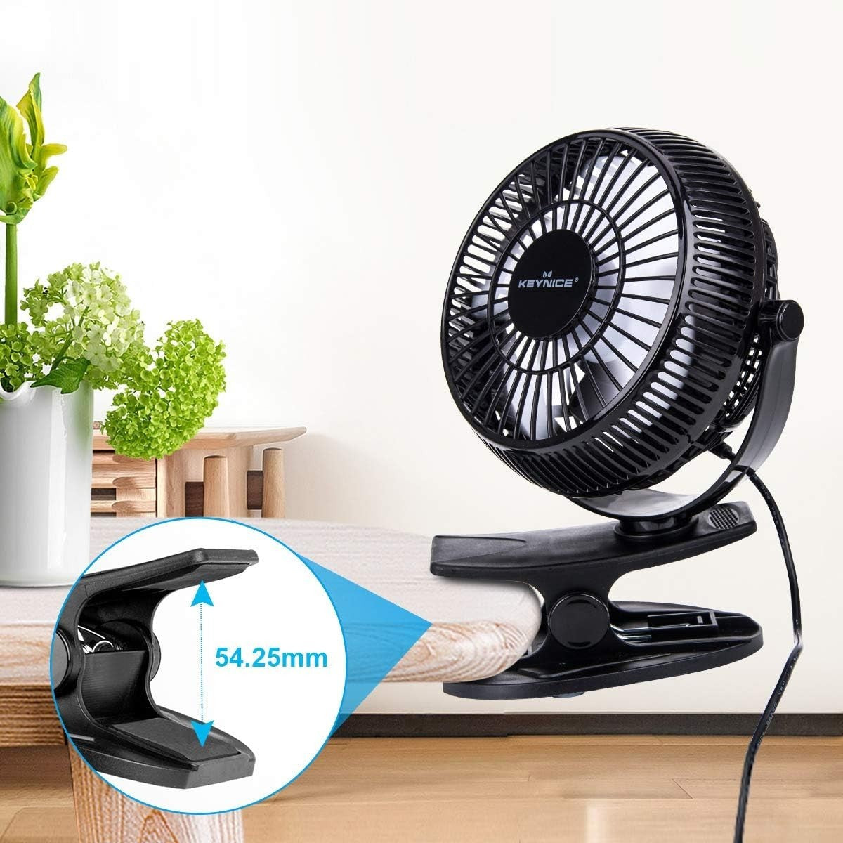 USB Desk Fan, 4 Inch Clip on Fan, 2 Speed USB Fan, 360° Rotation Small Table Fan
