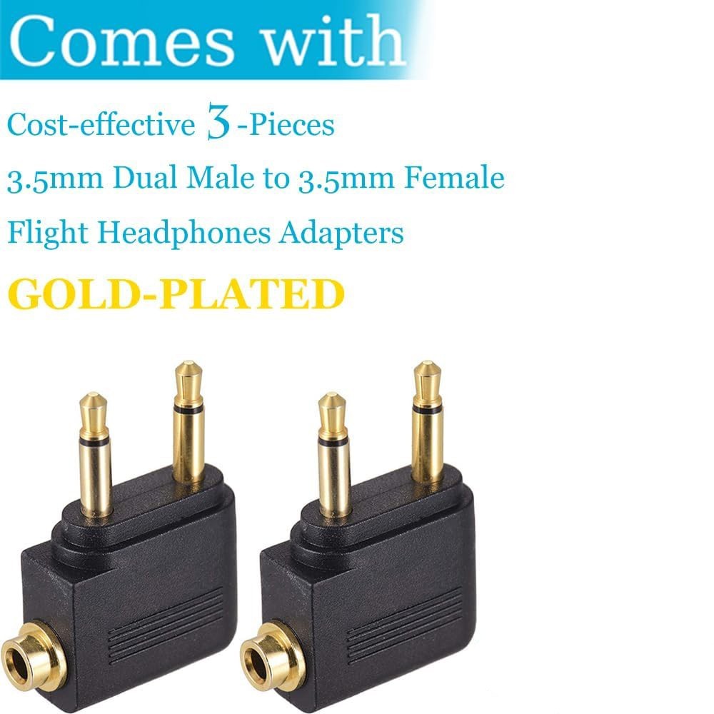 2 Pack Dual 3.5mm Male to 3.5mm Female AUX Audio Jack Adapter Converter