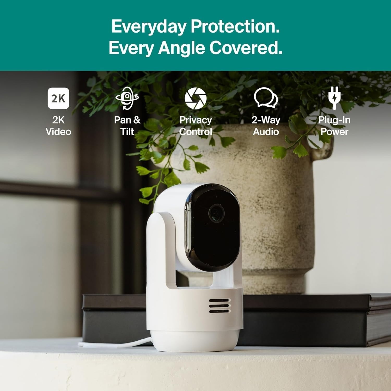 Arlo Essential Indoor Pan Tilt Security Camera 2K (2025 Release) - Wired Plug-in