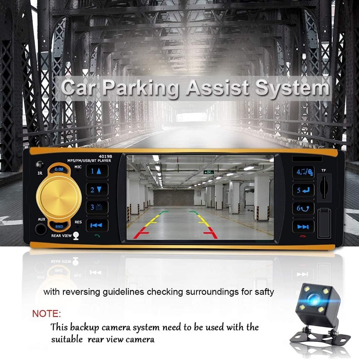 4.1 inch 1 Din Car Radio USB AUX FM Station Bluetooth With Rear View Camera