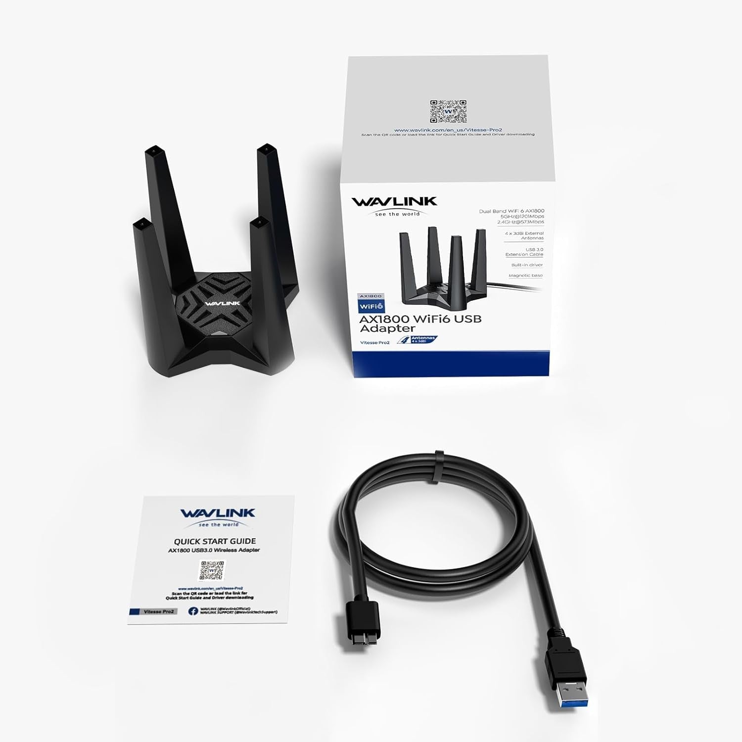 USB WiFi Adapter for Desktop PC, AX1800 WiFi Adapter Dual Band Wireless Network