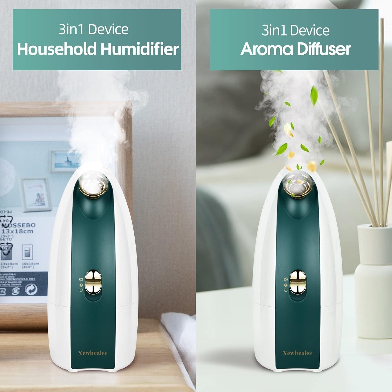 Newbealer Facial Steamer, 3in1 Aromatherapy Face Humidifier, 20 Min Hot & 60 Min
