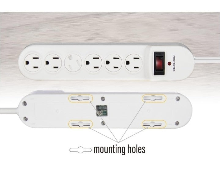 6-Outlet Power Strip Whit Surge Protector, 6 Ft Extension Cord, 510 Joules