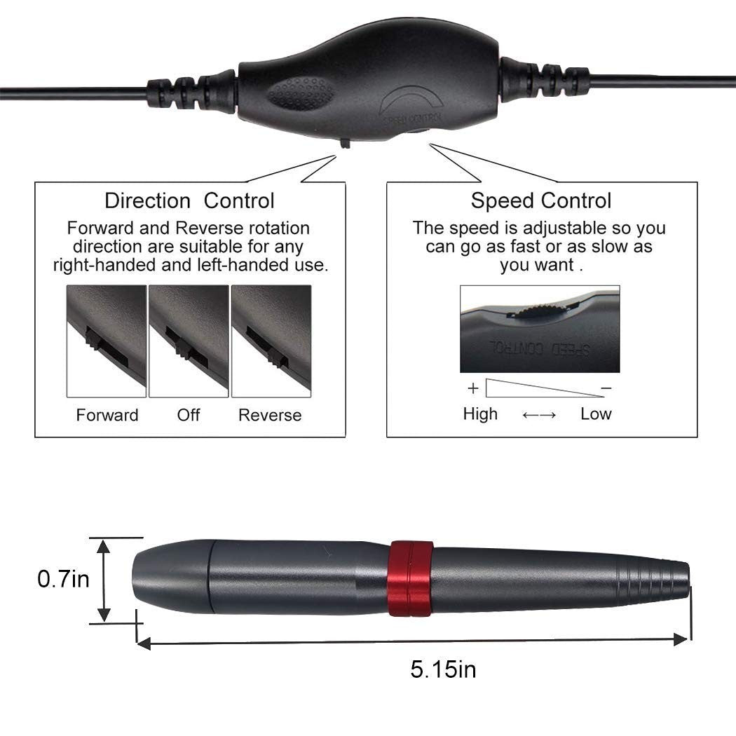 FunPa Electric Nail Drill,Portable Electric Nail Drill, With 11 Pieces Change