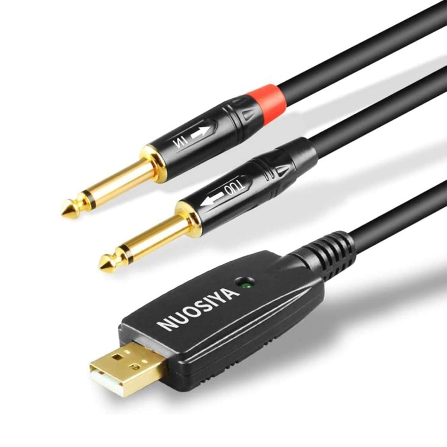 USB Guitar Cable, NUOSIYA USB Interface Cable to 2 1/4" Line, Dual 1/4" Line in