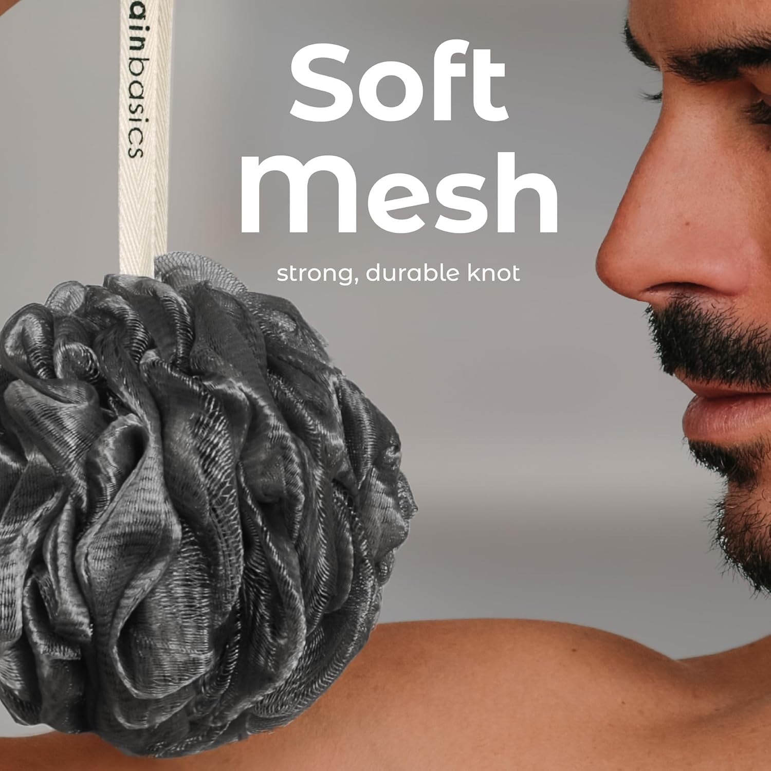 MainBasics Bath Shower Loofah Sponge Pouf Body Scrubber Exfoliator Body Wash