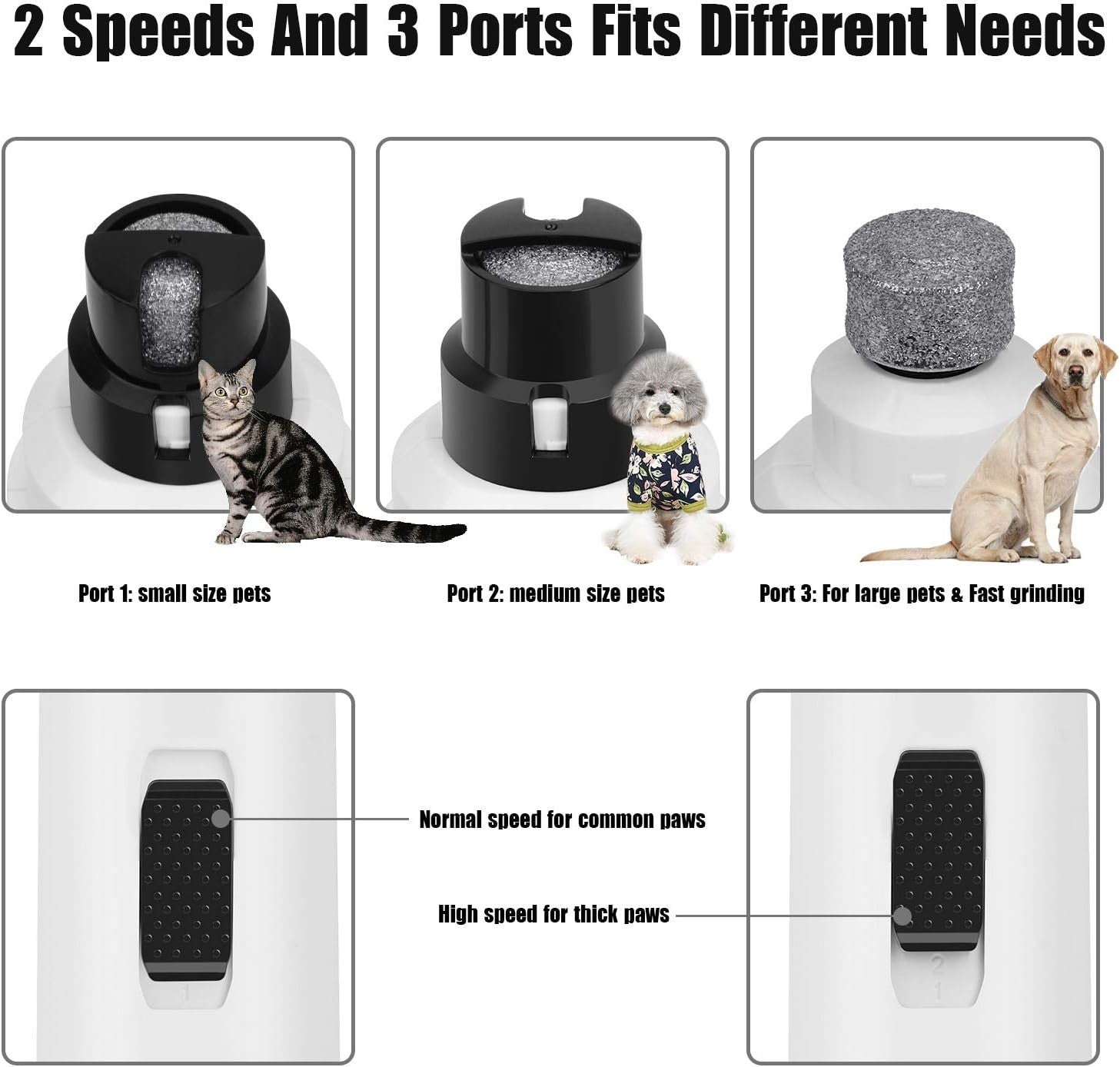 Ceenwes Dog Nail Grinder 2-Speed Rechargeable Pet Nail Trimmer with Dog Nail