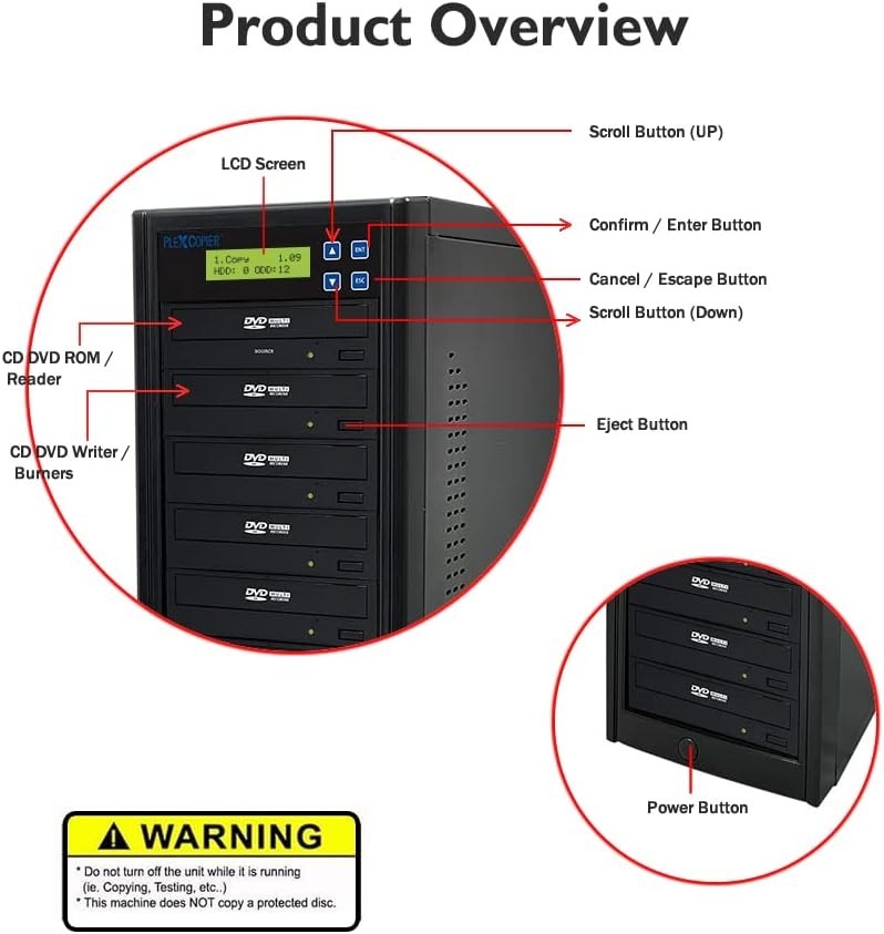 PlexCopier 24X SATA 1 to 11 CD DVD M-Disc Supported Duplicator Writer Copier