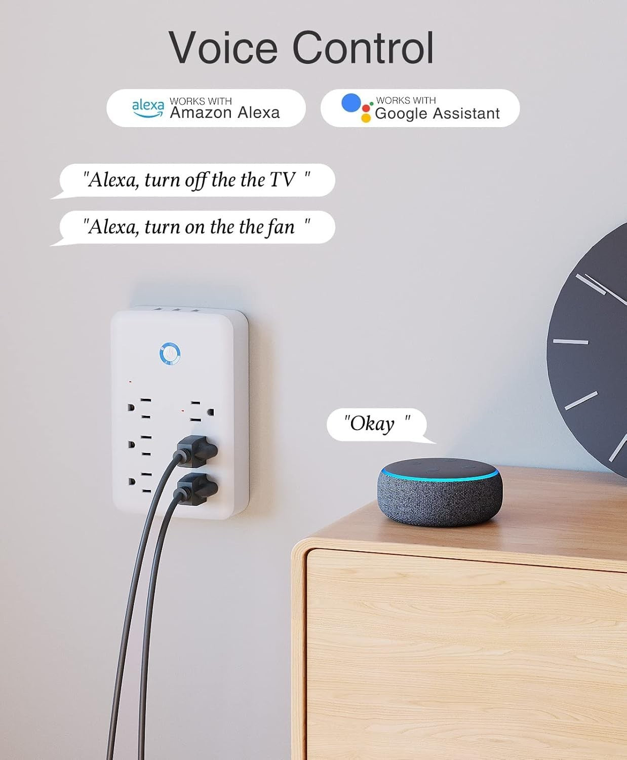 Smart Plug Outlet Extender, USB Surge Protector 3 Individually Controlled Outlet