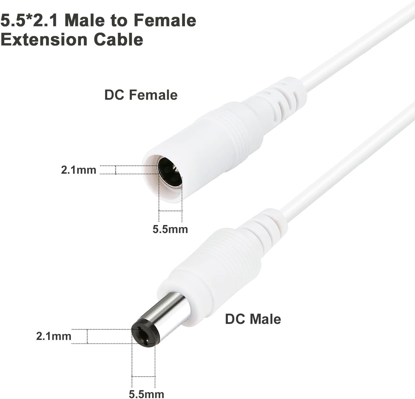 WILDHD DC Power Extension Cable 33ft 2.1mm x 5.5mm Compatible with 12v Power