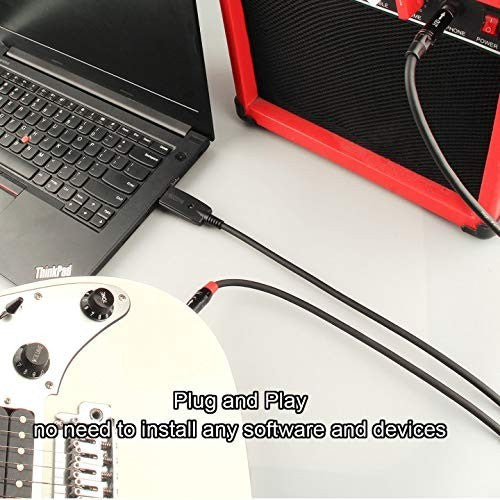 USB Guitar Cable, NUOSIYA USB Interface Cable to 2 1/4" Line, Dual 1/4" Line in