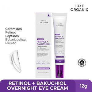 LUXE ORGANIX Retinol + Bakuchiol Deep Wrinkle Eye Contour Overnight Cream 12g