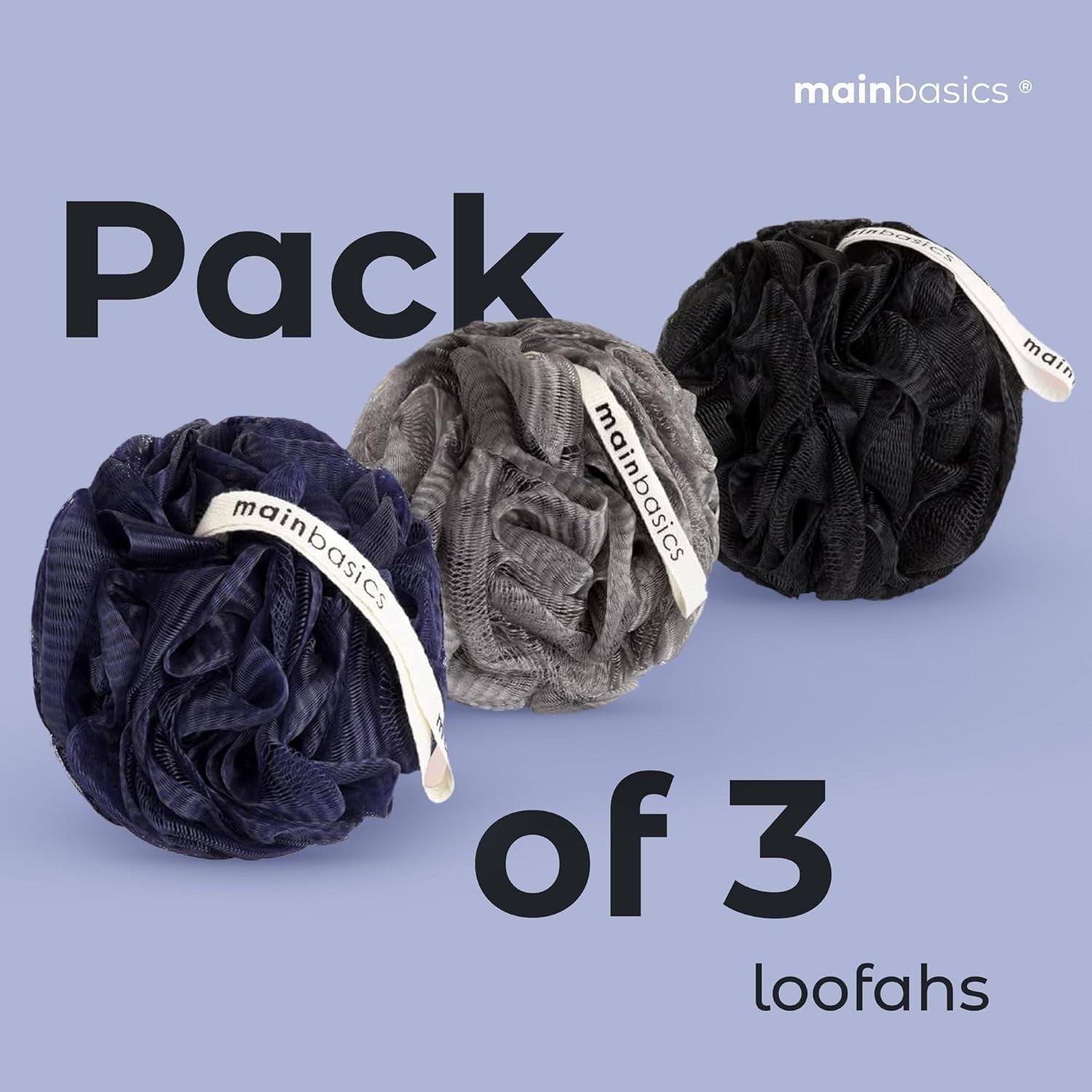 MainBasics Bath Shower Loofah Sponge Pouf Body Scrubber Exfoliator Body Wash