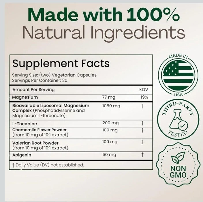 MAGPLUS+ Magnesium L-Threonate w Apigenin & L Theanine, 1500mg 7-Ingredient...