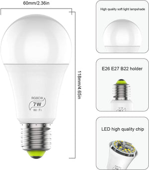 Smart Light Bulbs, Music Sync RGB Color Changing Light Bulb A19 7W 60W Equivalen