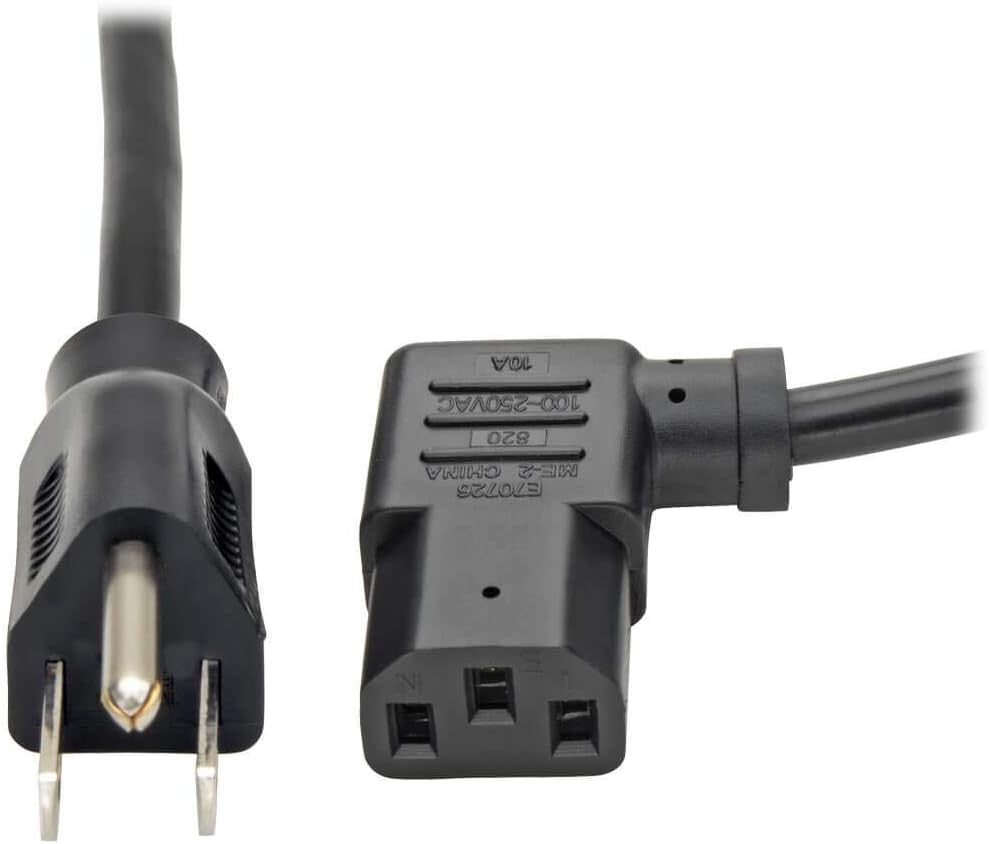 Standard Computer Power Cord 10A,18AWG (NEMA 5-15P to Left Angle IEC-320-C13) 6f
